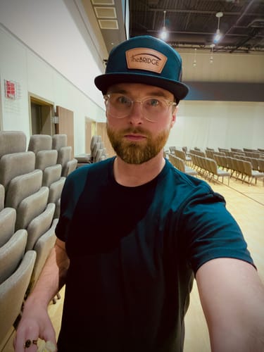 Customer photo review of Flat Bill Seven-Panel Leather Patch Hat - Richardson 168