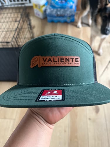 Customer photo review of Flat Bill Seven-Panel Leather Patch Hat - Richardson 168