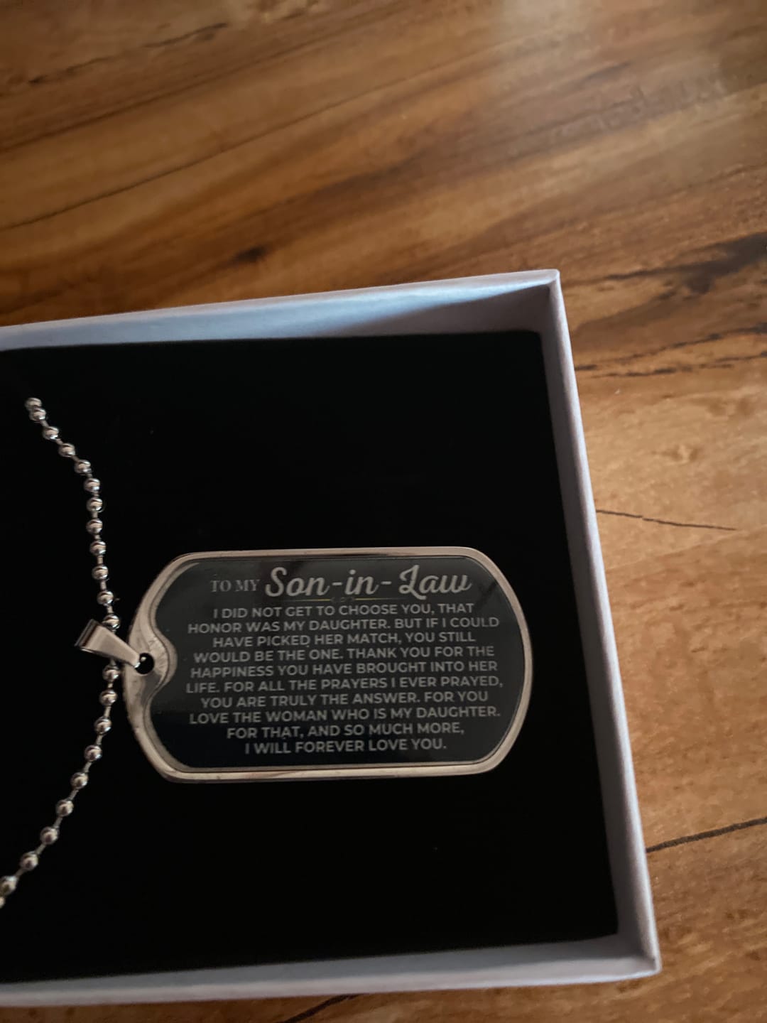 Customer photo review of To My Son-in-Law - Love Tag - SS232SDT