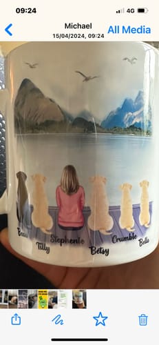 Customer photo review of Girl & Dogs - Life is better with a dog Personalised Mug
