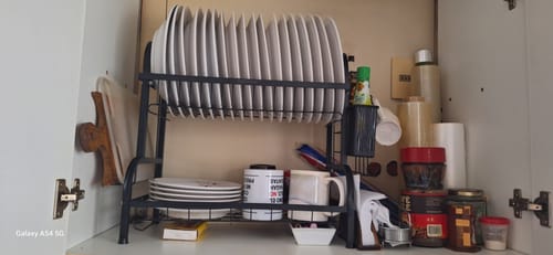 Reseña con foto de un cliente sobre Escurridor Premium Tretten de 2 Pisos Milhome