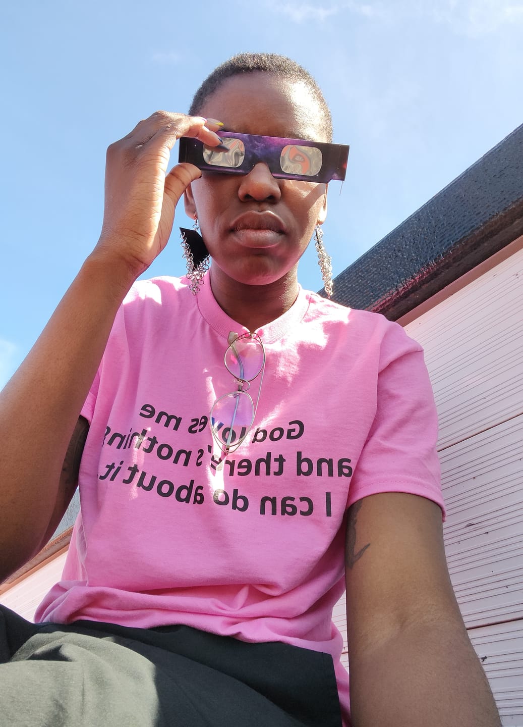 Customer photo review of GOD LOVES ME T-SHIRT