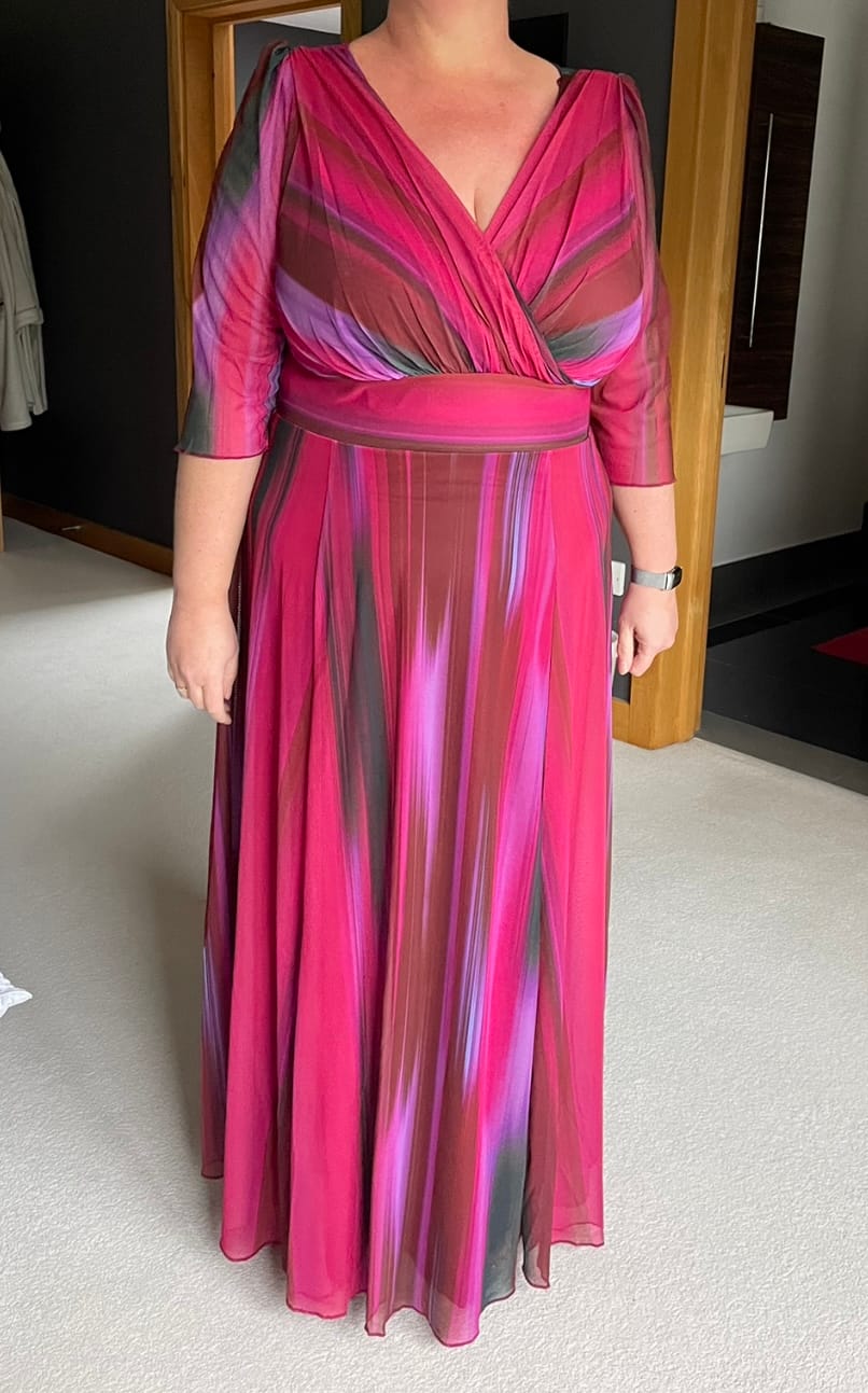 Customer photo review of Verity Wine Ikat Print Maxi Gown