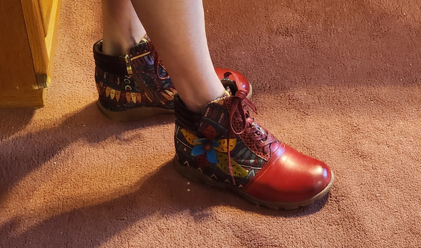 Customer photo review of Leather Handmade Comfortable Walking Boots