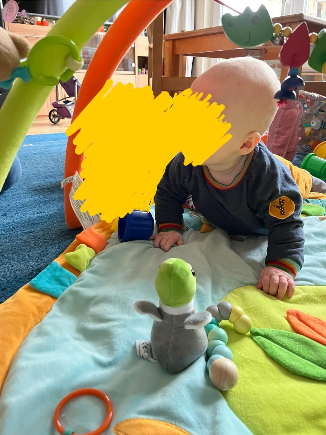 Customer photo review of Navy Marl Rainbow Raglan Sweatshirt
