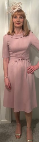 Customer photo review of Jolie Moi Fold Over Fit and Flare Midi Dress, Heather