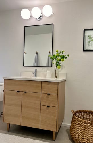 Customer photo review of Austin 36" Natural White Oak Bathroom Vanity, Left Sink