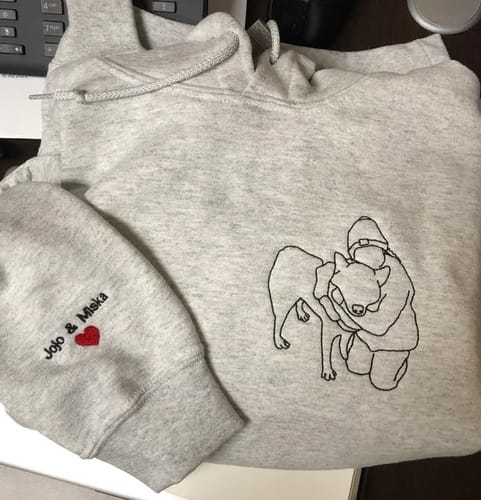 Customer photo review of Custom Photo Line Drawing Embroidered Sweatshirt