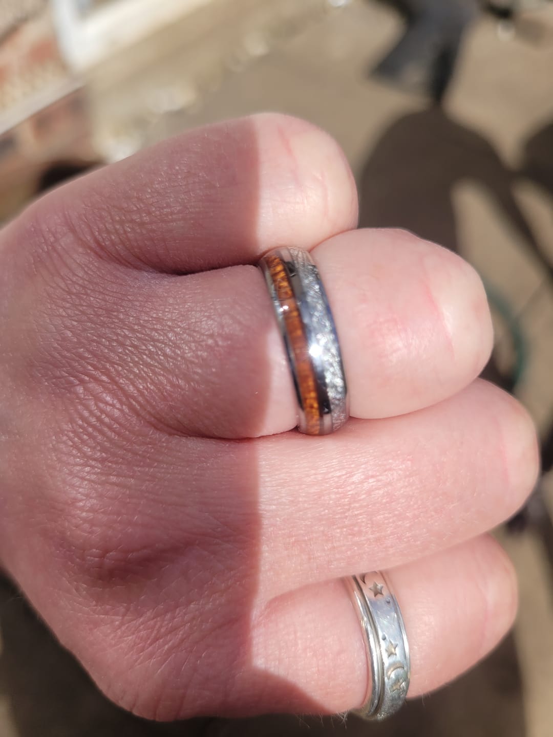 Customer photo review of The Wood and Steel Wonder Ring Set