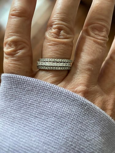 Customer photo review of Twelve Stone Princess Moissanite Half Eternity Wedding Band Ring