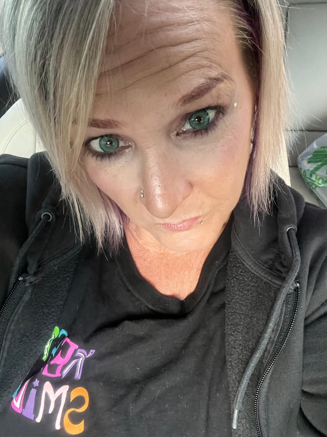 Customer photo review of Perla Blue Prescription Colored Contact Lenses
