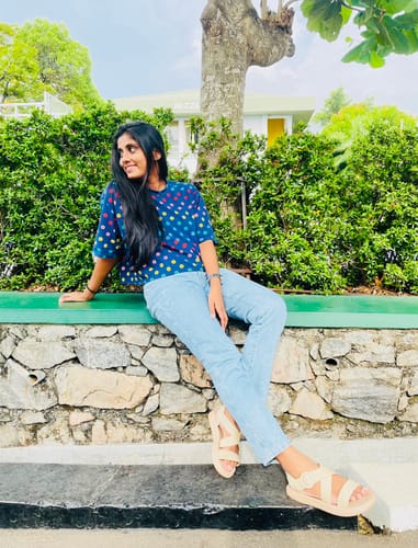 Customer photo review of Skies Blossom Oversize Crop T Shirt