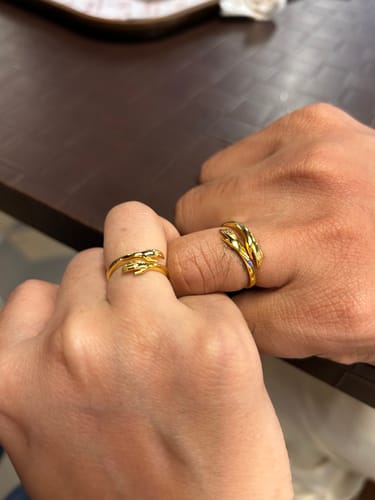 Customer photo review of Golden Hug Me More Couple Rings