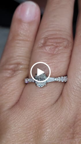 Customer video review of Three Stone Oval Moissanite And Tapered Baguette Pave Engagement Ring