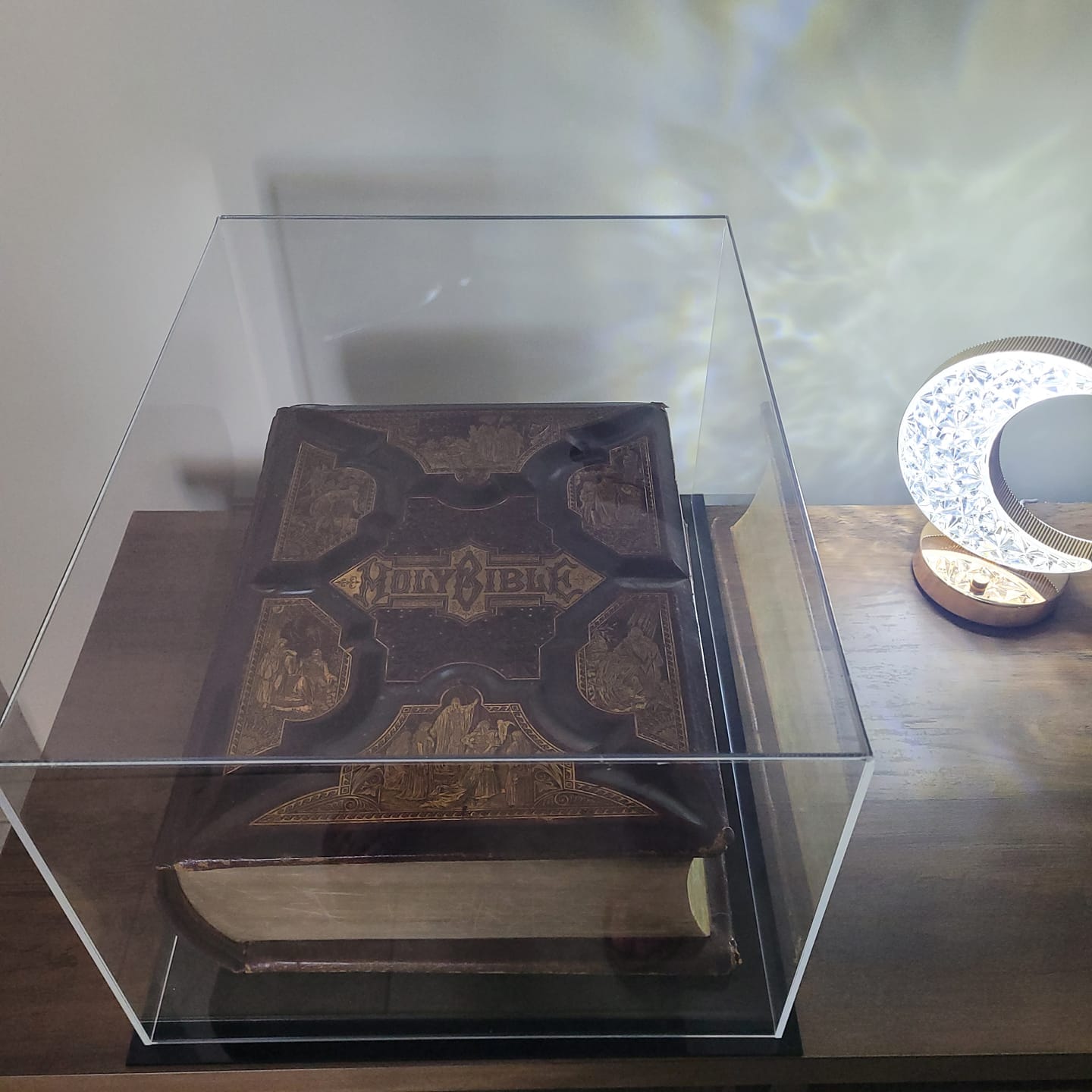 Customer photo review of Acrylic Double Sheet Book Display Cases