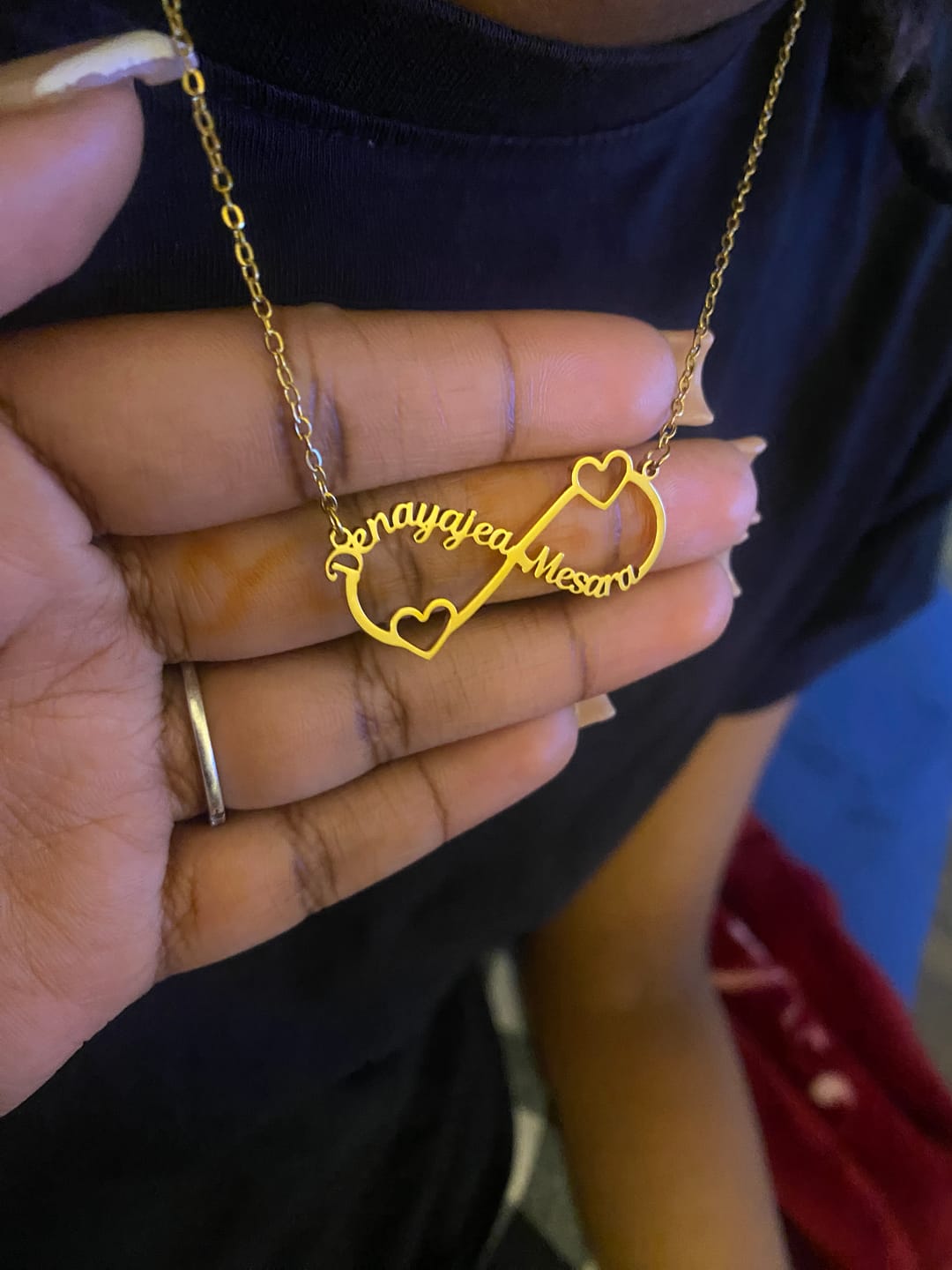 Customer photo review of Infinity Heart Name Necklace