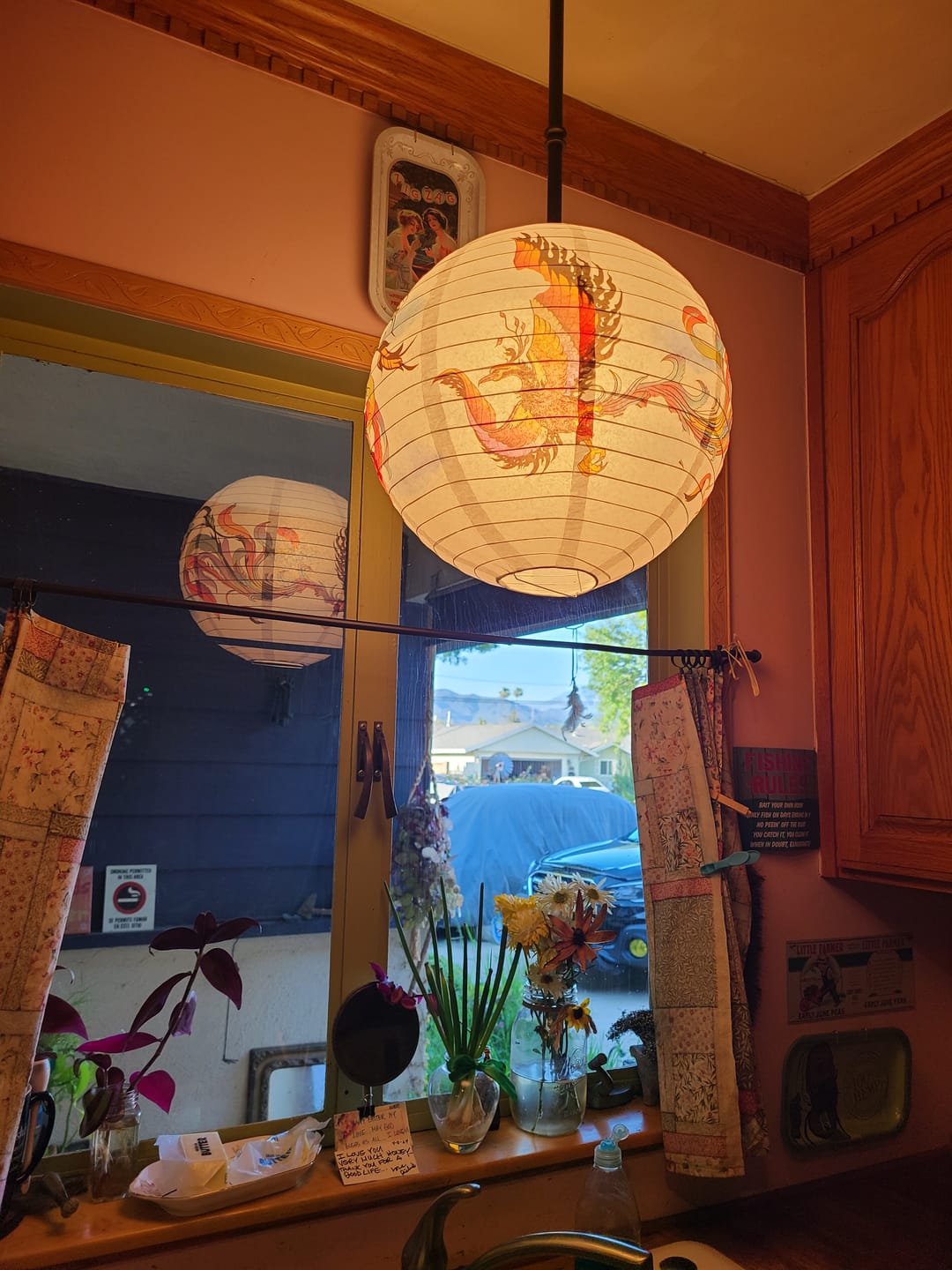 Customer photo review of 14" Flying Phoenix Paper Lantern, Design by Esper