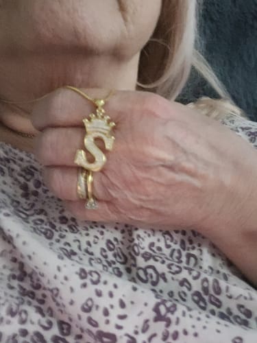 Customer photo review of Diamond Name Initials pendant (18k gold chain)