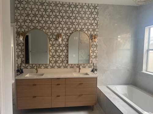 Customer photo review of Asher 72" Natural White Oak Bathroom Vanity, Double Sink