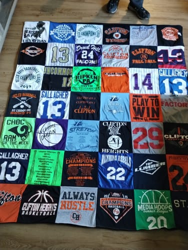 T-shirt quilt featuring clifton heights running rebels, clifton heights falcons by Caitlin from PA