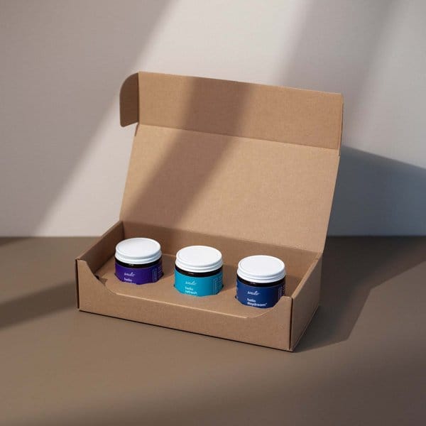 Customer photo review of 4 oz Straight Sided Glass Jar 3-Pack Shipping Box™