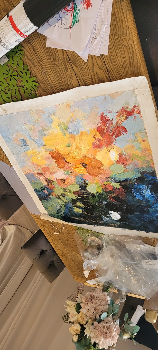 Customer photo review of IMPRESSIONISM FLOWER PAINTING, DREAM GARDEN, HAND-PAINTED CANVAS