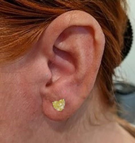 Customer photo review of Solitaire Heart Cut Diamond Stud Earring, 1ct