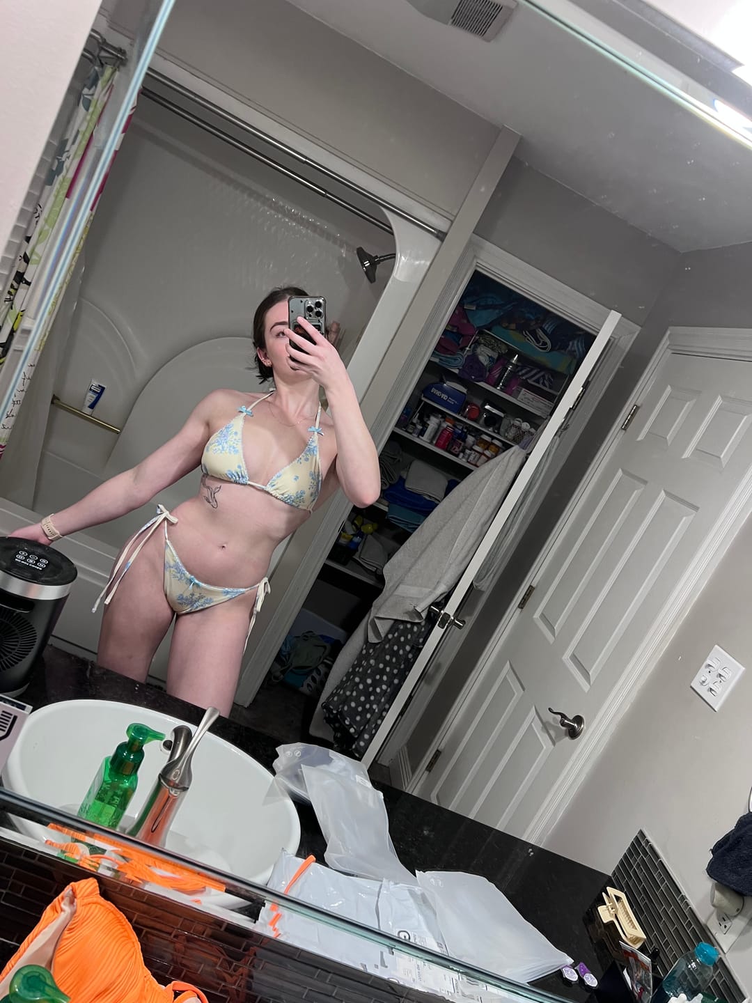 Customer photo review of Seamolly Floral Bow Tie Triangle Tanga Bikini Set