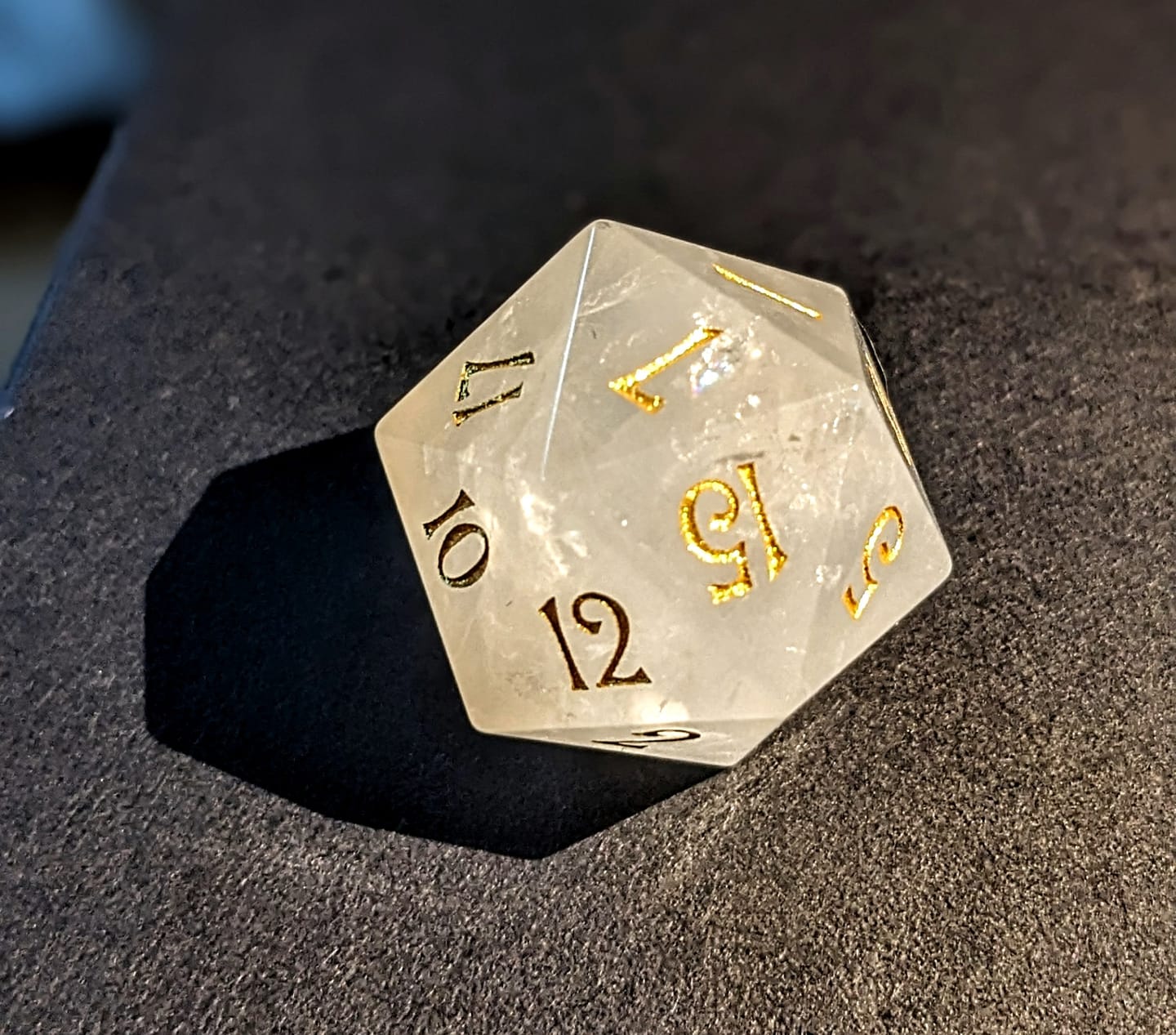 Customer photo review of URWizards D&D Engraved Gemstone D20 Dice