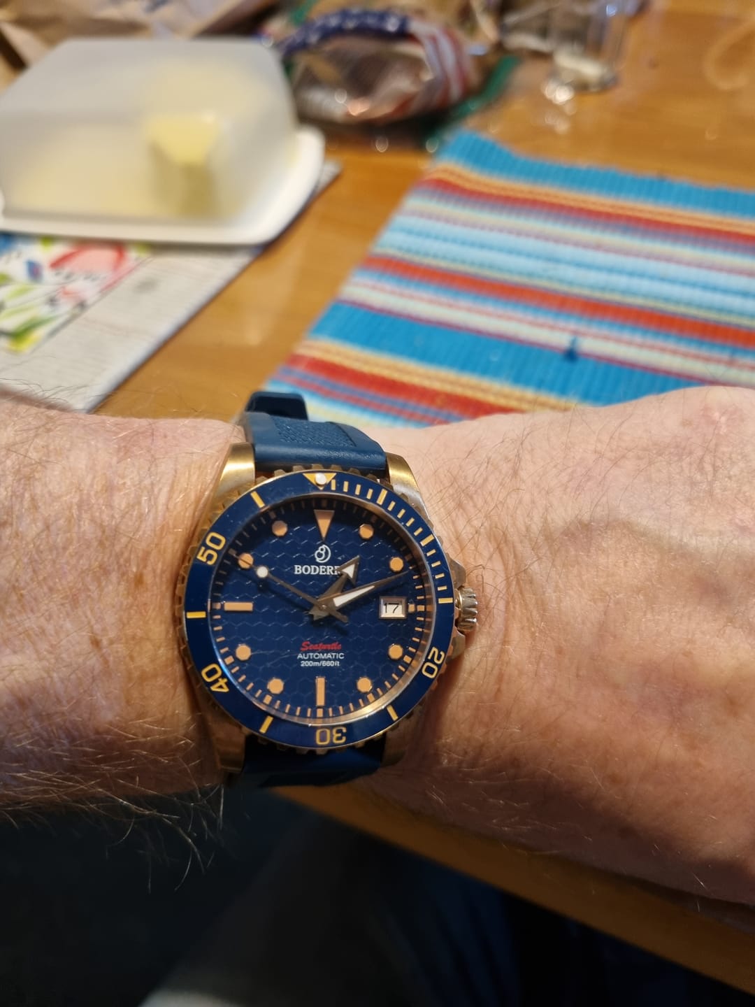Customer photo review of SEATURTLE.OCEAN(BRONZE) - Automatic Bronze Diver Watch | Sea Blue/FKM Rubber