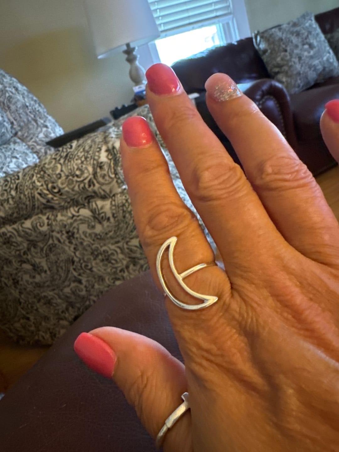 Customer photo review of Full Finger Crescent Moon Ring Sterling Silver