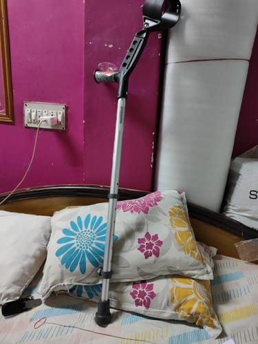 Customer photo review of Astra Plus Crutch with Height Adjustable Elbow Support & Movable Arm Cuff, Light Weight- Single Piece (Grey)