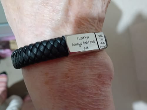 Customer photo review of Men's Personalised Message Bracelet