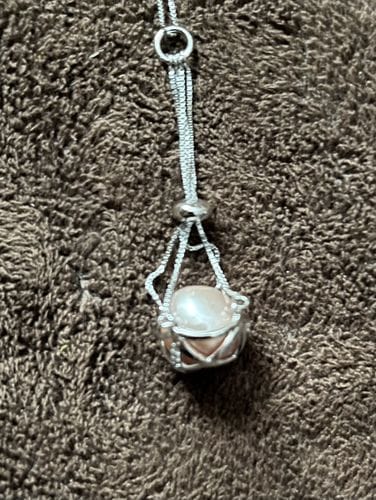 Customer photo review of Cage Pendant 925 Sterling Silver - Pearl Cradle Basket ½” x ¼”