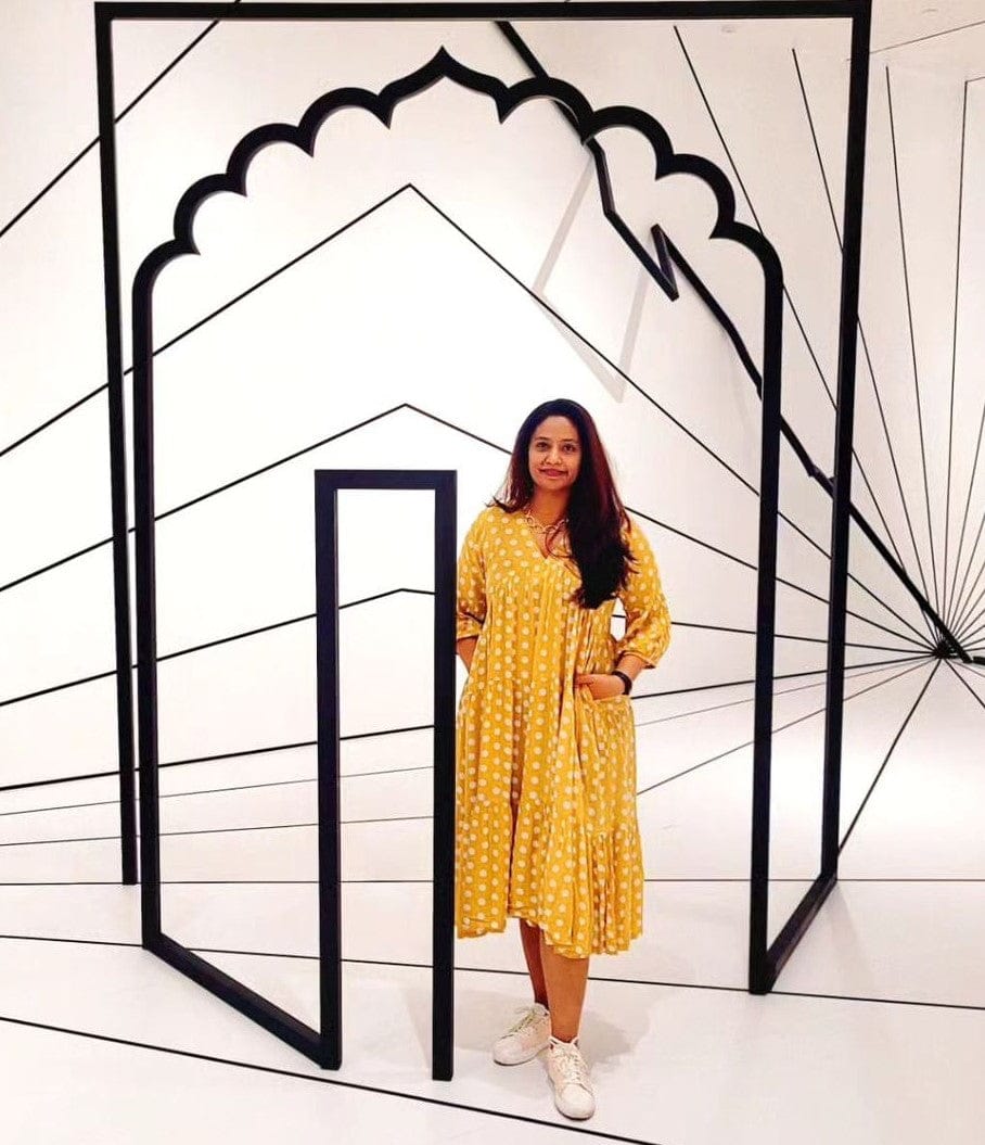 Customer photo review of Bonjour Yellow Polka Modal Maxi Dress