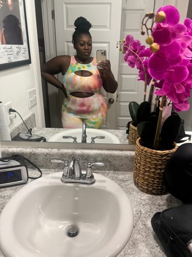 Customer photo review of Electric Cut Out Scrunch Legging Jumpsuit