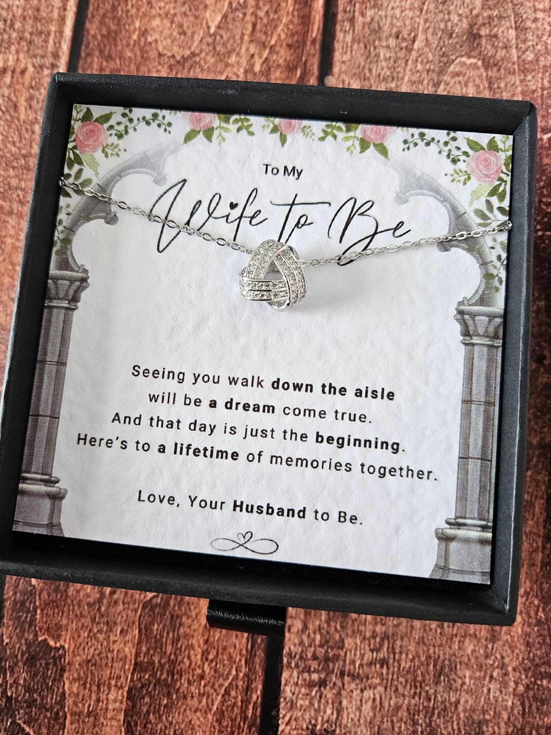 Customer photo review of Lifetime of Memories Wife to Be - Infinity Knot Necklace