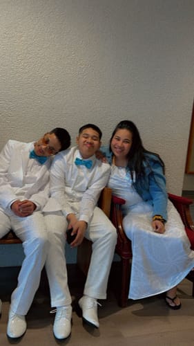 Customer photo review of Polynesia White Sunday Family Matching Off Shoulder Maxi Dress and Hawaiian Shirt Polynesian Pattern With Tropical Flowers LT14