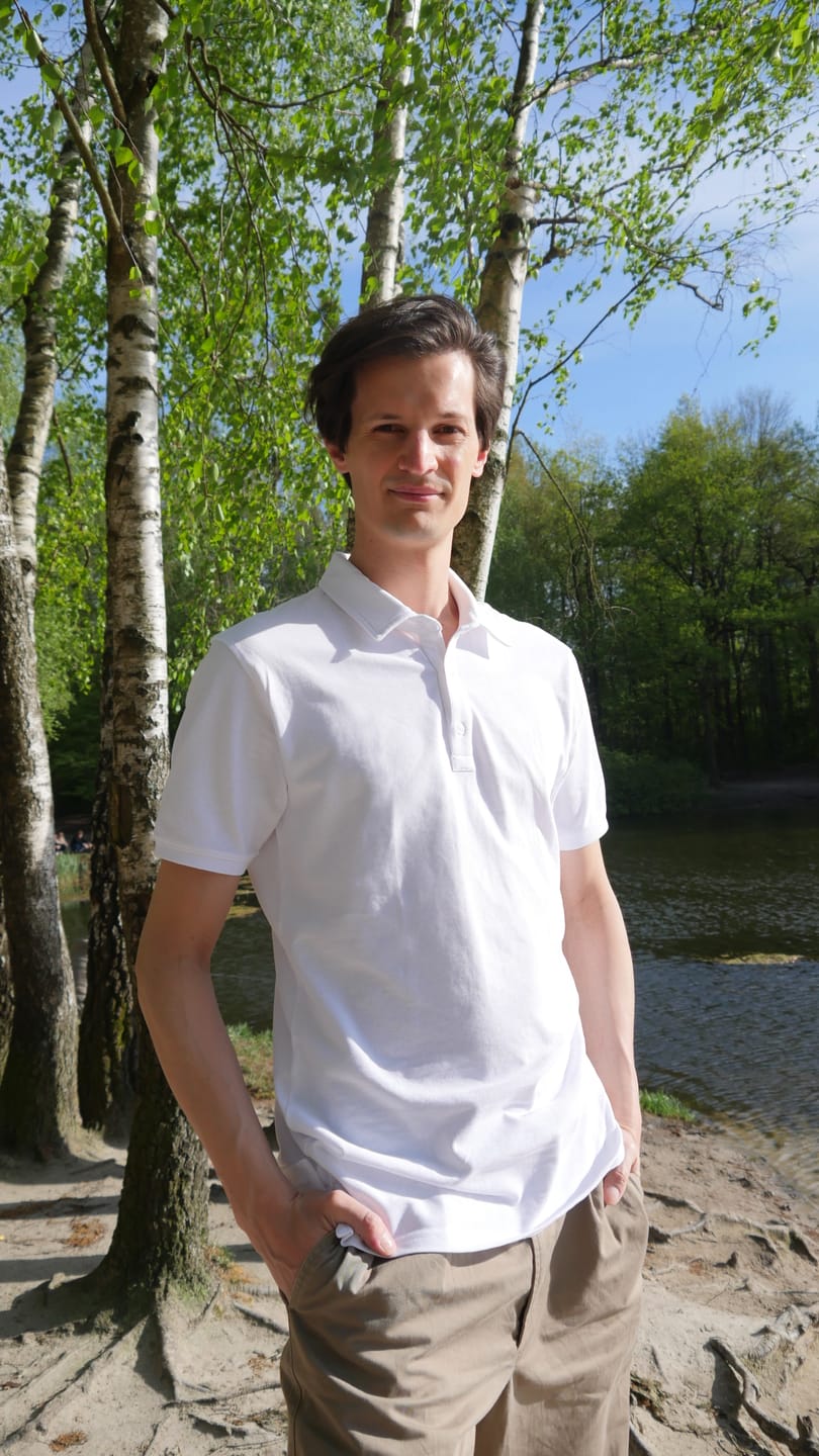 Customer photo review of Organic Tall Slim Pique Polo Shirt (White)