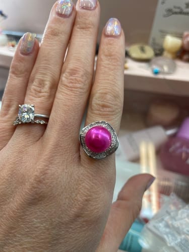 Customer photo review of DIY Mount Adjustable Ring - 925 Sterling Silver Edison Beignet Rhinestones Halo