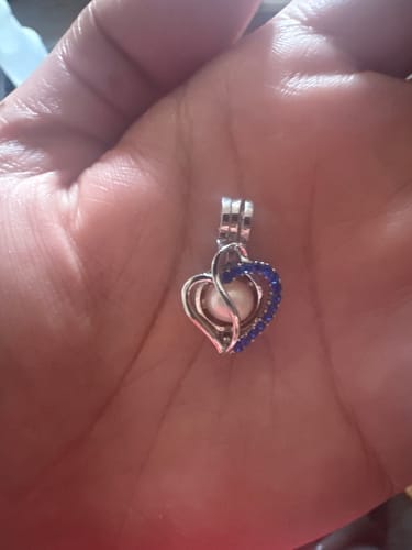 Customer photo review of Cage Pendant Silver Plated - S Heart Blue Rhinestones