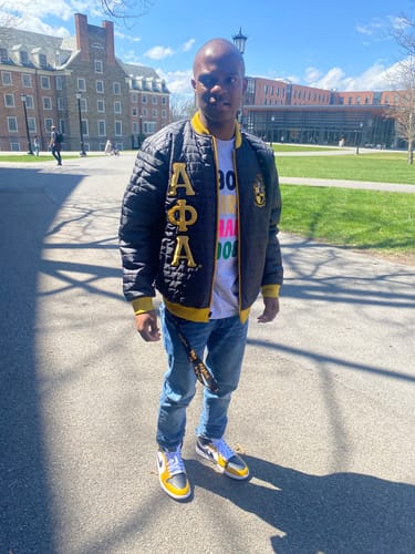 Customer photo review of Alpha Reversible Puffer Bomber Jacket- final sale  No refunds or exchanges