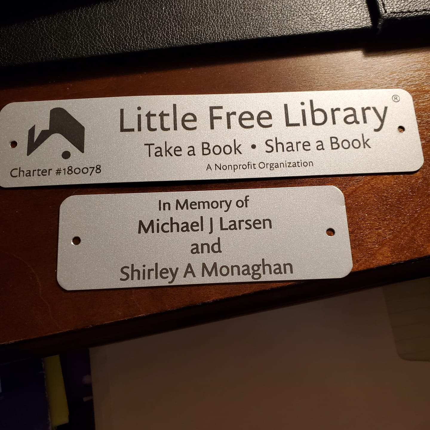 Customer photo review of Tribute Plaque
