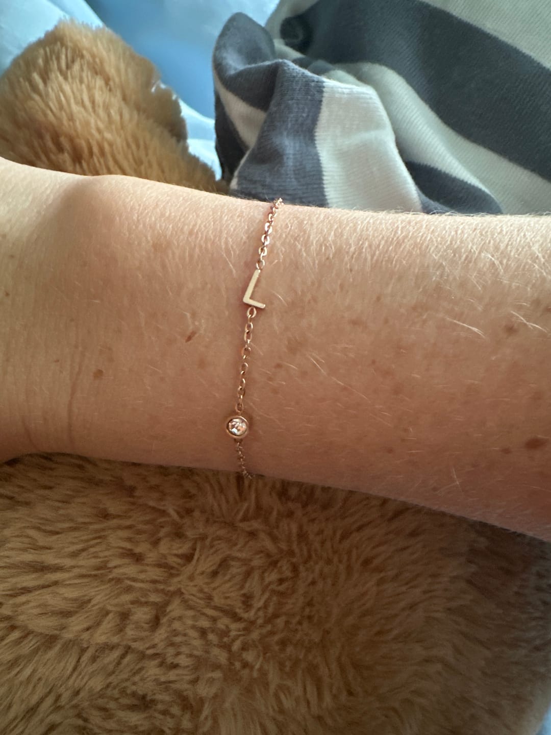 Customer photo review of Birthstone Letter Bracelet