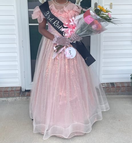 Customer photo review of Elegant Pink Sequins Prom Dress Pageant Birthday Princess Dress