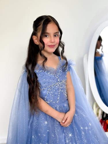 Customer photo review of Toddler Ball Gowns Flower Girl Summer Blue Formal Gray Puffy Communion Princess Dress