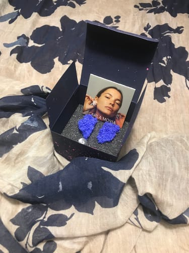 Customer photo review of Sugar Earrings - Blue oxide