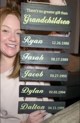 Customer photo review of Personalized Engraved Grandchildren Hanging Decorative Sign