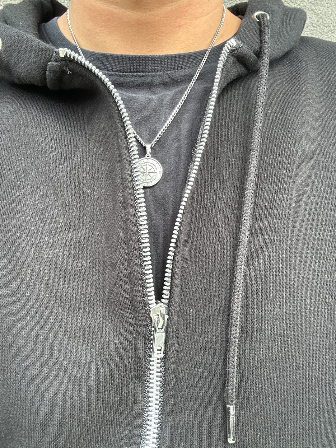 Customer photo review of Silver Compass Necklace