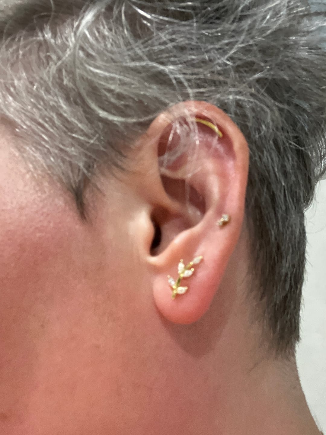 Customer photo review of Leaf Sapphire Climber Earrings